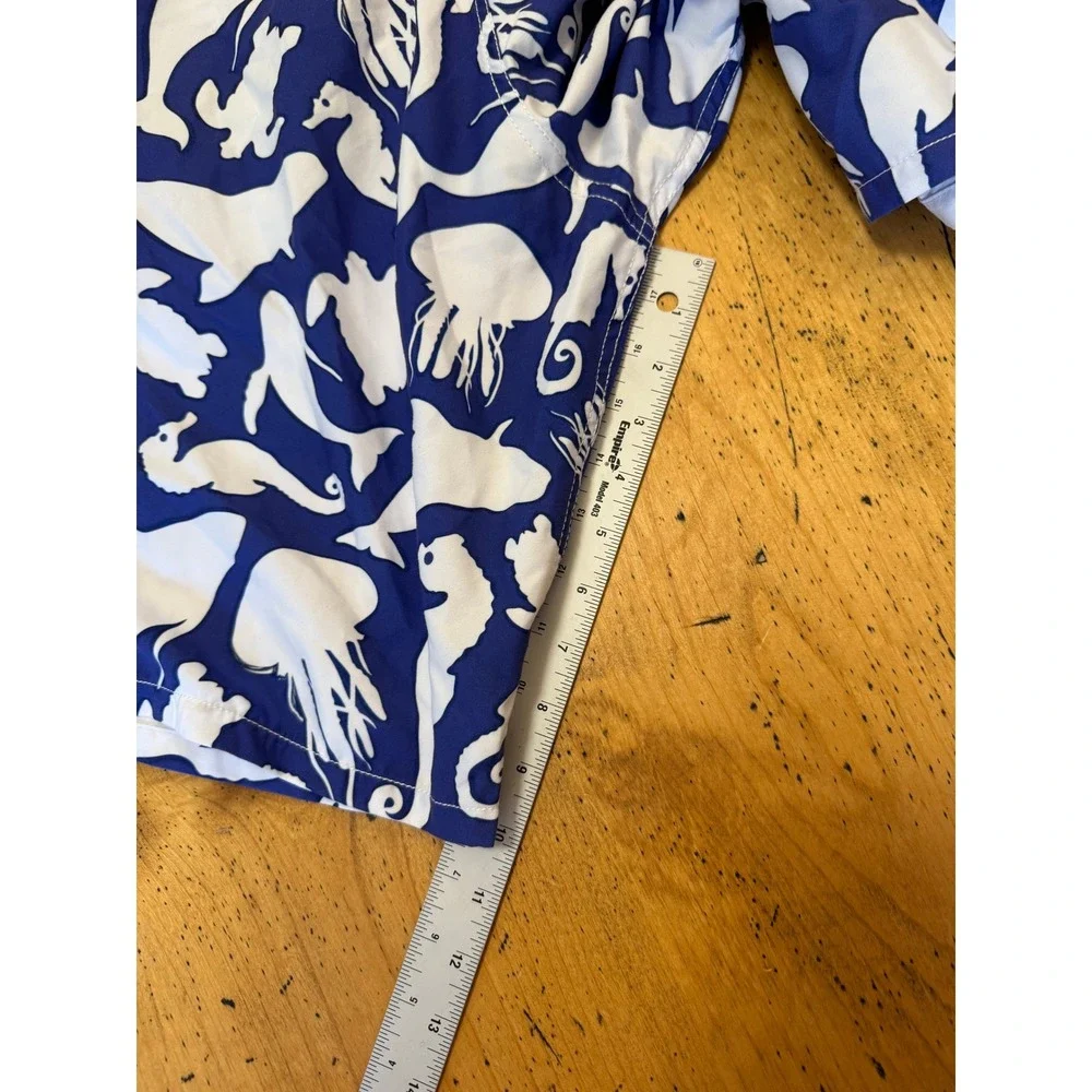 Vilebrequin Moorea XXL Blue White Sea Animal Print Swim Trunks Board Shorts